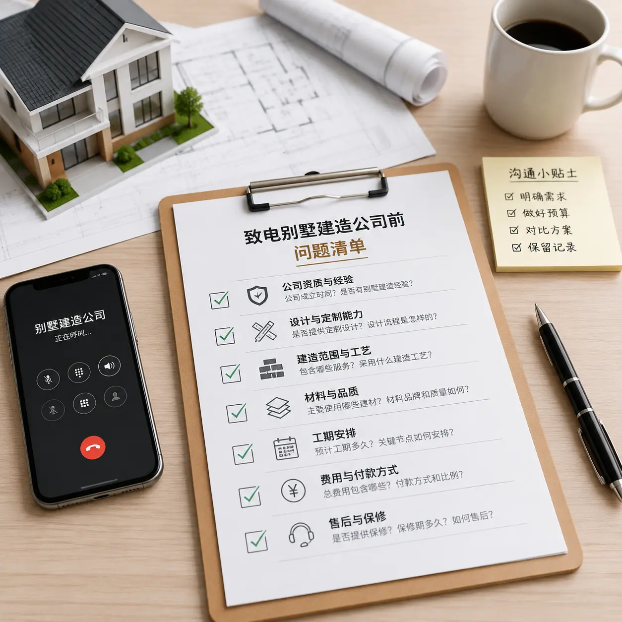 在安龙拨打别墅建造公司电话前的准备工作